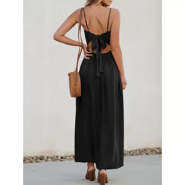 imageCUPSHE Womens Maxi Dress V Neck Twisted Sleeveless Cutout Self Tie Long Dress Summer Formal DressBlack