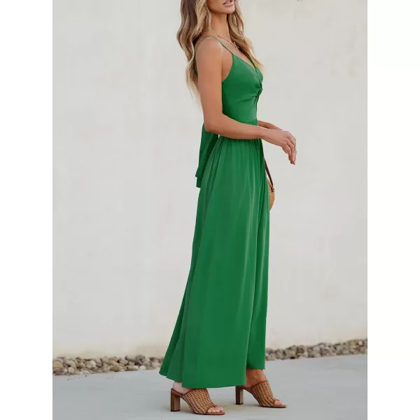 imageCUPSHE Womens Maxi Dress V Neck Twisted Sleeveless Cutout Self Tie Long Dress Summer Formal DressGreen