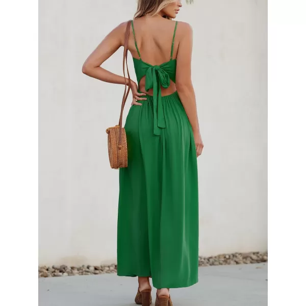 imageCUPSHE Womens Maxi Dress V Neck Twisted Sleeveless Cutout Self Tie Long Dress Summer Formal DressGreen