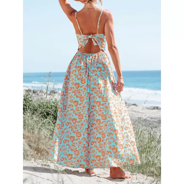 imageCUPSHE Womens Maxi Dress V Neck Twisted Sleeveless Cutout Self Tie Long Dress Summer Formal DressLight Blue