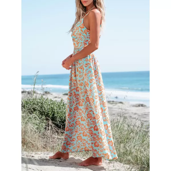 imageCUPSHE Womens Maxi Dress V Neck Twisted Sleeveless Cutout Self Tie Long Dress Summer Formal DressLight Blue
