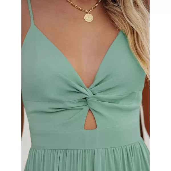 imageCUPSHE Womens Maxi Dress V Neck Twisted Sleeveless Cutout Self Tie Long Dress Summer Formal DressMint