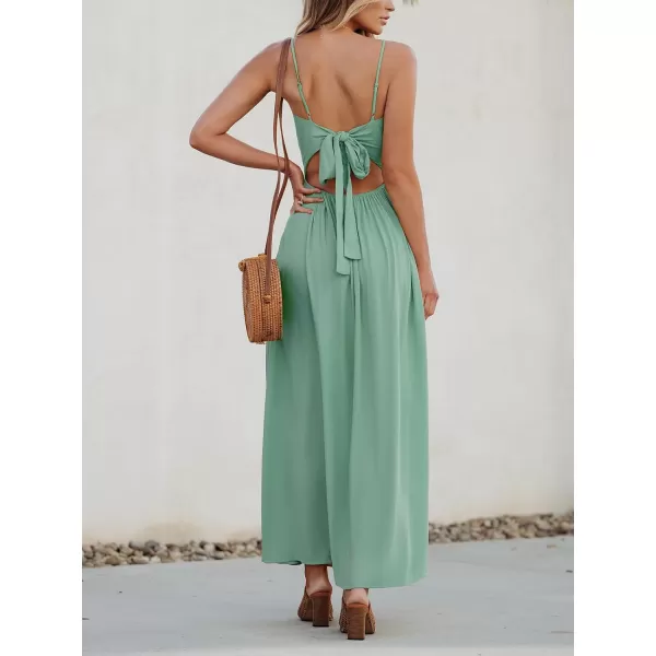 imageCUPSHE Womens Maxi Dress V Neck Twisted Sleeveless Cutout Self Tie Long Dress Summer Formal DressMint