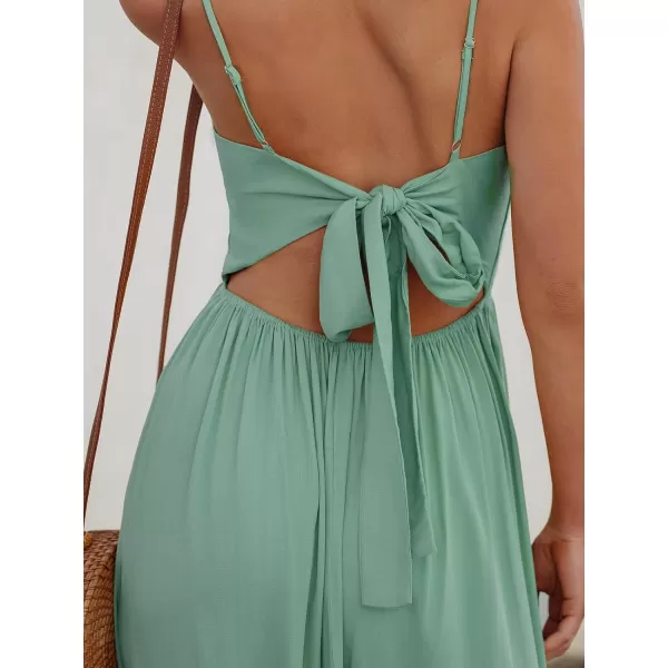 imageCUPSHE Womens Maxi Dress V Neck Twisted Sleeveless Cutout Self Tie Long Dress Summer Formal DressMint
