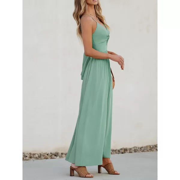imageCUPSHE Womens Maxi Dress V Neck Twisted Sleeveless Cutout Self Tie Long Dress Summer Formal DressMint