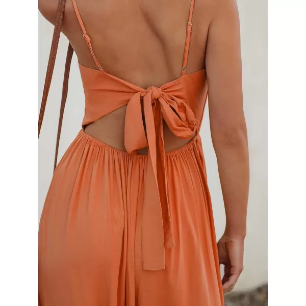 imageCUPSHE Womens Maxi Dress V Neck Twisted Sleeveless Cutout Self Tie Long Dress Summer Formal DressOrange