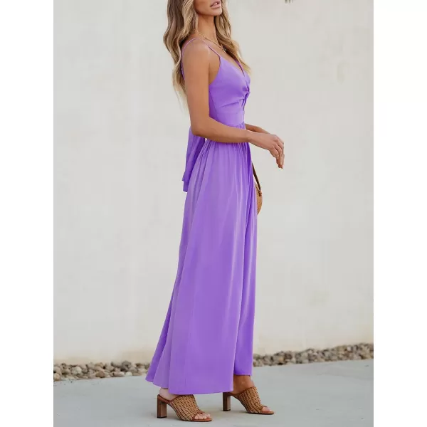 imageCUPSHE Womens Maxi Dress V Neck Twisted Sleeveless Cutout Self Tie Long Dress Summer Formal DressPurple