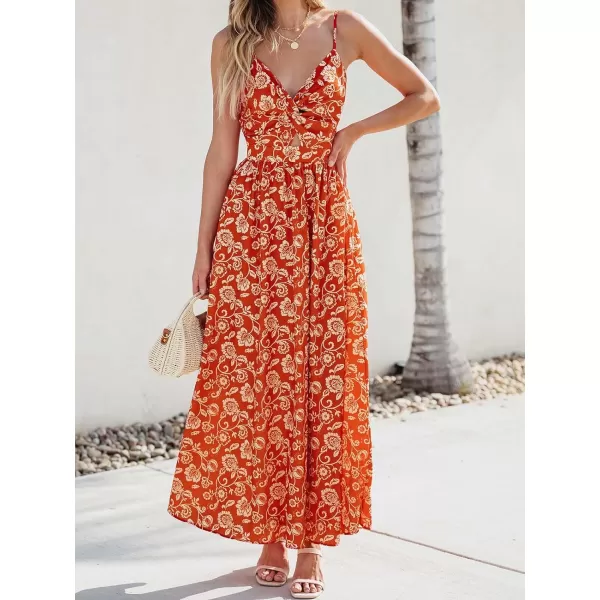 imageCUPSHE Womens Maxi Dress V Neck Twisted Sleeveless Cutout Self Tie Long Dress Summer Formal DressRed Paisley