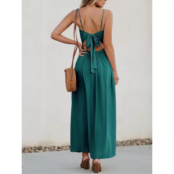 imageCUPSHE Womens Maxi Dress V Neck Twisted Sleeveless Cutout Self Tie Long Dress Summer Formal DressTeal