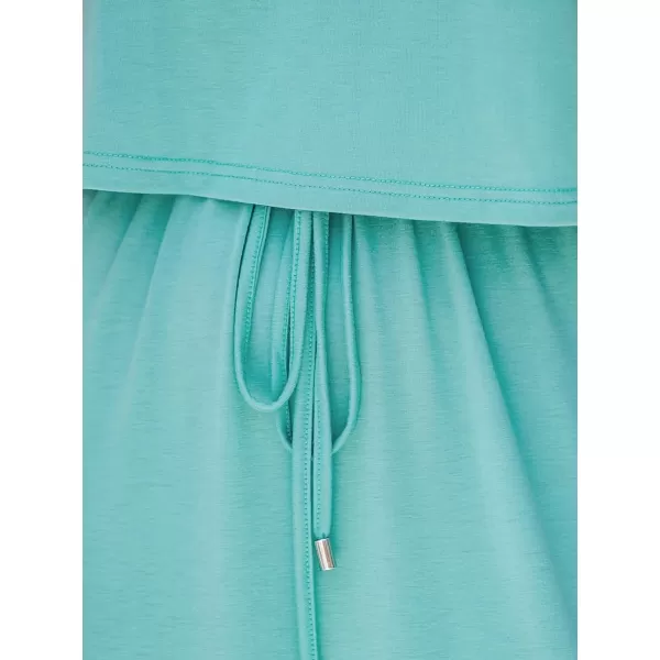 imageCUPSHE Womens Midi Dress Scoop Neck Ruffled Sleeveless Slit Drawstring Spaghetti Straps A Line Casual DressBlue