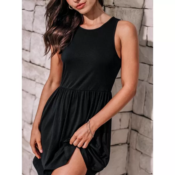 imageCUPSHE Womens Mini Dress Scoop Neck Sleeveless Knit Short Summer Casual DressBlack