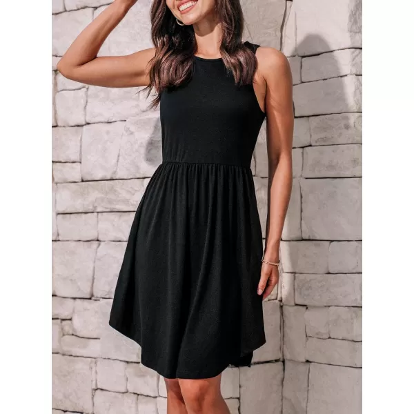 imageCUPSHE Womens Mini Dress Scoop Neck Sleeveless Knit Short Summer Casual DressBlack