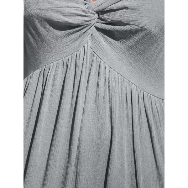 imageCUPSHE Womens Mini Dress Sweetheart Twisted Sleeveless Wide Straps Smocked Back Short Dress Casual Summer DressGrey