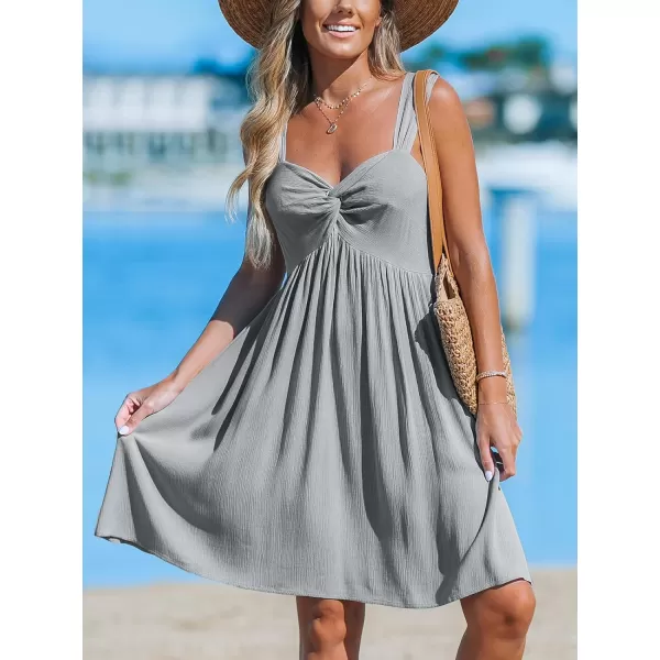 imageCUPSHE Womens Mini Dress Sweetheart Twisted Sleeveless Wide Straps Smocked Back Short Dress Casual Summer DressGrey