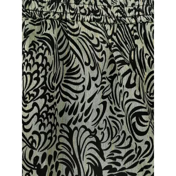 imageCUPSHE Womens Mini Dress V Neck Abstract Print Smocked Waist Long Peasant Sleeve Ruffled Hem A Line Short Casual DressesGreen Paisley