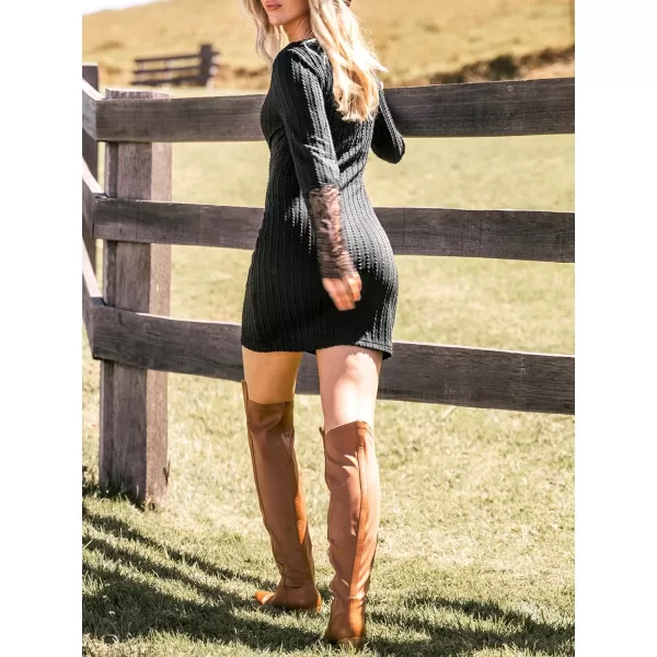 imageCUPSHE Womens Mini Dress V Neck Button Front Lace Short Bodycon Dress BlackBlack