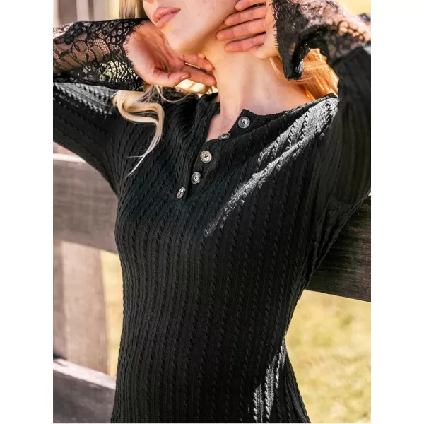 imageCUPSHE Womens Mini Dress V Neck Button Front Lace Short Bodycon Dress BlackBlack