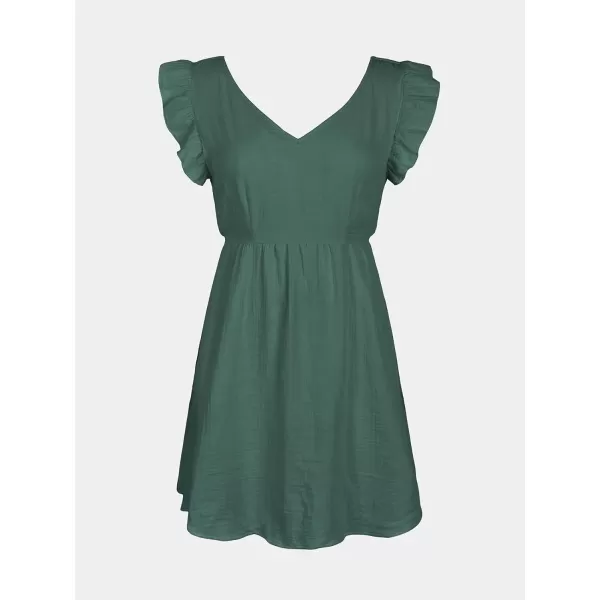 imageCUPSHE Womens Mini Dress V Neck Flutter Sleeve Cotton Self Tie Back A Line Short Summer Cover Up DressBlue
