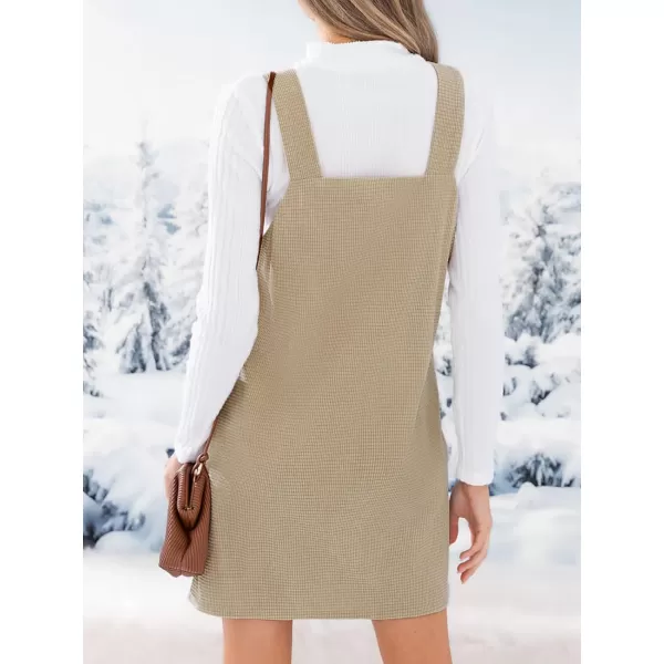 imageCUPSHE Womens Mini Dress V Neck Sleeveless Woven A Line Overall Cocktail Dress KhakiKhaki