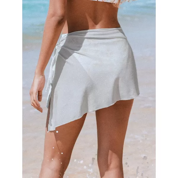 imageCUPSHE Womens Mini Length Cover Up Tie Waist Sarong Irregular Hem Beach SkirtWhite