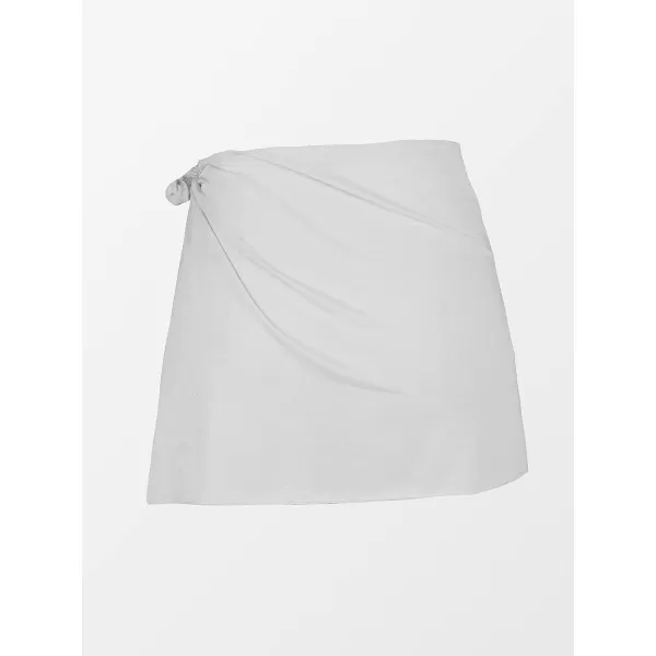 imageCUPSHE Womens Mini Length Cover Up Tie Waist Sarong Irregular Hem Beach SkirtWhite