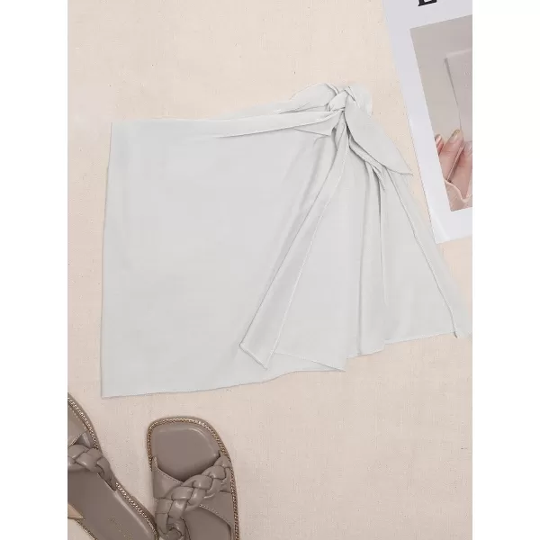 imageCUPSHE Womens Mini Length Cover Up Tie Waist Sarong Irregular Hem Beach SkirtWhite