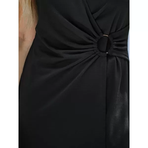 imageCUPSHE Womens ORing Waist Midi Dress Sleeveless Dresses V Neck Dressing Casual SummerBlack