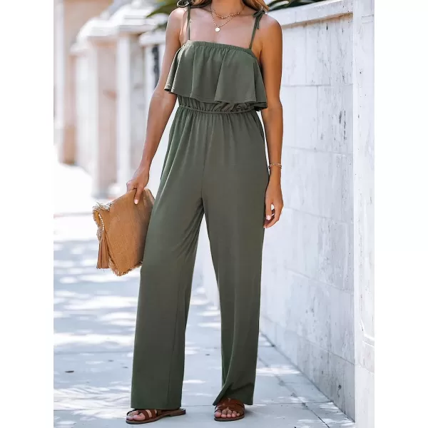 imageCUPSHE Womens Olive Green Tie Strap Jumpsuit Maxi Cami Jumpsuit SleevelessOlive Green