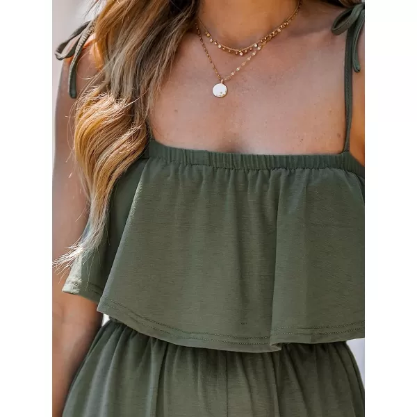 imageCUPSHE Womens Olive Green Tie Strap Jumpsuit Maxi Cami Jumpsuit SleevelessOlive Green