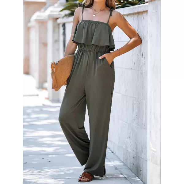 imageCUPSHE Womens Olive Green Tie Strap Jumpsuit Maxi Cami Jumpsuit SleevelessOlive Green
