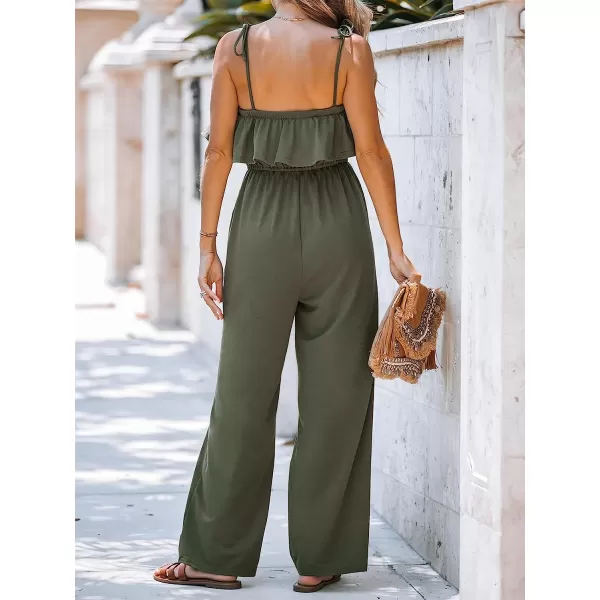 imageCUPSHE Womens Olive Green Tie Strap Jumpsuit Maxi Cami Jumpsuit SleevelessOlive Green
