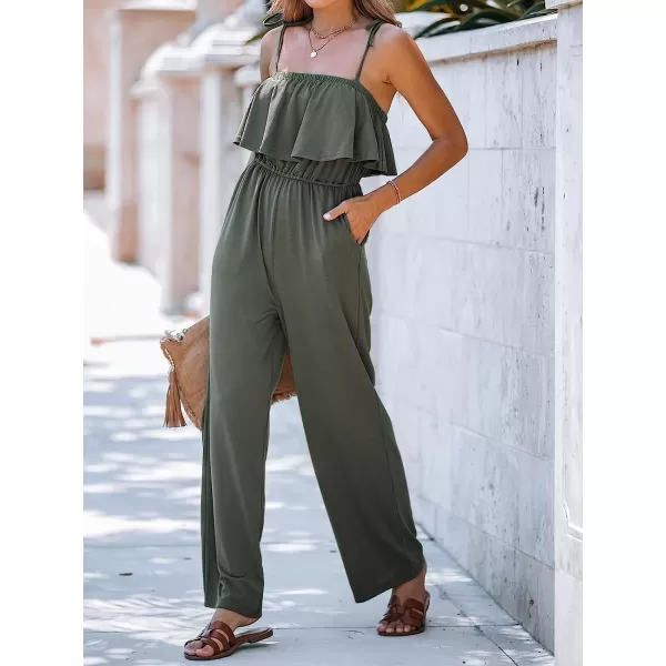 imageCUPSHE Womens Olive Green Tie Strap Jumpsuit Maxi Cami Jumpsuit SleevelessOlive Green