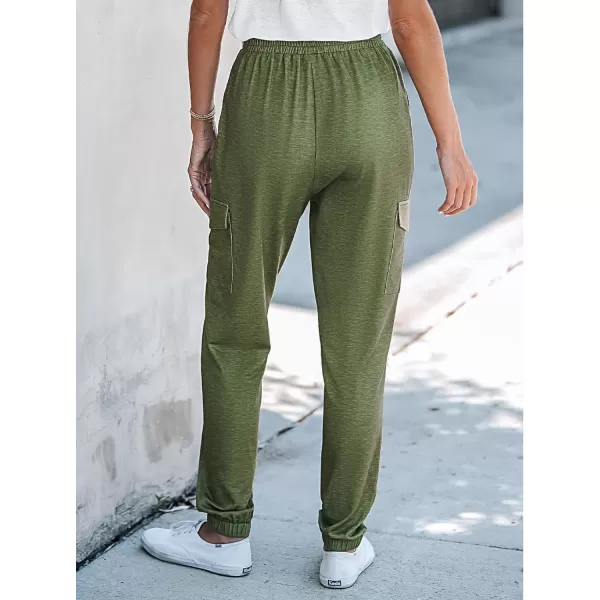 imageCUPSHE Womens Olive Smocked Pocket Joggers Pants with HighRise WaistOlive