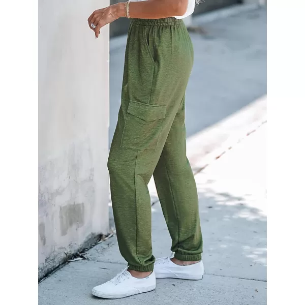 imageCUPSHE Womens Olive Smocked Pocket Joggers Pants with HighRise WaistOlive