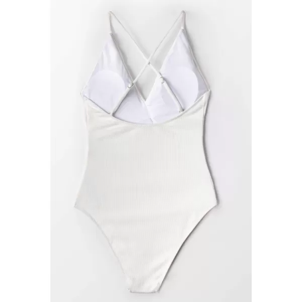 imageCUPSHE Womens One Piece Ruffle Wrap Textured Beach SwimsuitWhite
