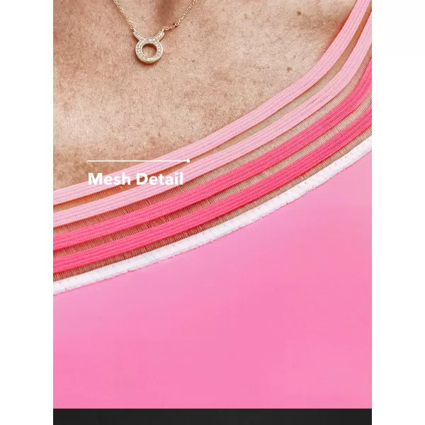 imageCUPSHE Womens One Piece Swimsuit Bathing Suit Asymmetrical Neck Adjustable Straps Mesh Cheeky Color BlockPink Color Block