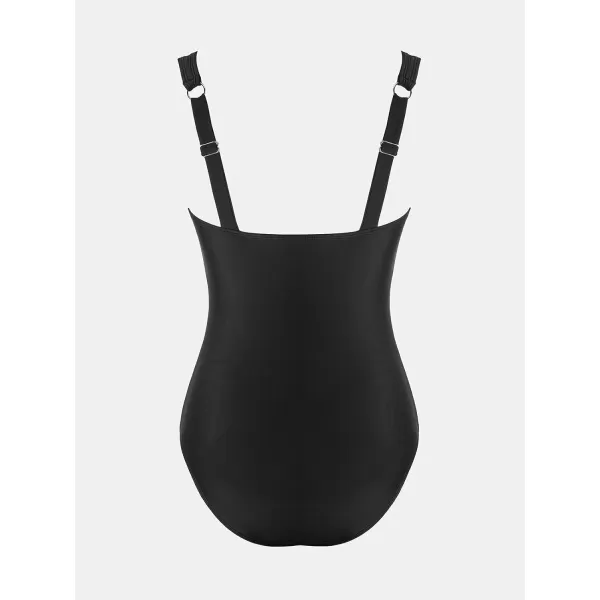 imageCUPSHE Womens One Piece Swimsuit Bathing Suit Deep V Neck Adjustable Straps O Ring SwimwearBlack