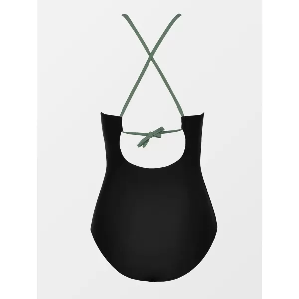 imageCUPSHE Womens One Piece Swimsuit High Neck Tummy Control Swimwear Bathing SuitBlack  Green
