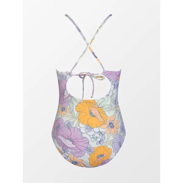 imageCUPSHE Womens One Piece Swimsuit High Neck Tummy Control Swimwear Bathing SuitLavender