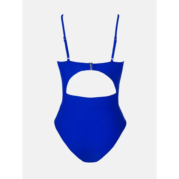imageCUPSHE Womens One Piece Swimsuit Plunge Neckline Cutout Criss Cross Bathing SuitNavy Blue
