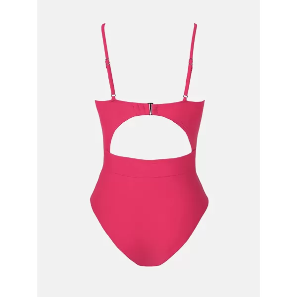 imageCUPSHE Womens One Piece Swimsuit Plunge Neckline Cutout Criss Cross Bathing SuitRose Red
