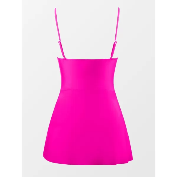 imageCUPSHE Womens One Piece Swimsuit Scoop Neck Adjustable Straps Knot Front Bathing SuitHot Pink