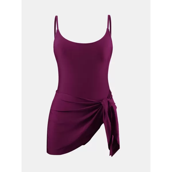 imageCUPSHE Womens One Piece Swimsuit Scoop Neck Adjustable Straps Knot Front Bathing SuitPurple