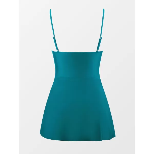 imageCUPSHE Womens One Piece Swimsuit Scoop Neck Adjustable Straps Knot Front Bathing SuitTeal Blue