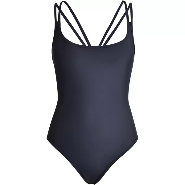 imageCUPSHE Womens One Piece Swimsuit Scoop Neck Double Spaghetti Straps Cutout Bathing SuitDark Grey Blue