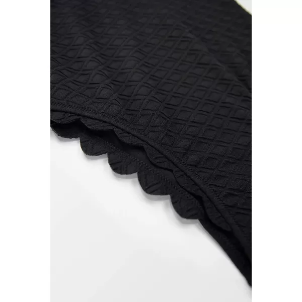 imageCUPSHE Womens One Piece Swimsuit Sexy Black Cutout Scallop Trim Bathing SuitBlack