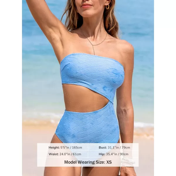 imageCUPSHE Womens One Piece Swimsuit Square Neck Bathing Suit Removable Straps Convertible Asymmetrical Side CutoutCornflower Blue