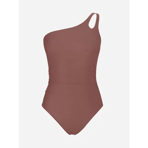 imageCUPSHE Womens One Piece Swimsuit Tummy Control Bathing Suit One Shoulder Cutout Slimming SwimwearBrownish
