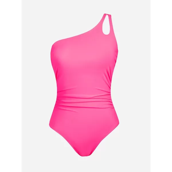 imageCUPSHE Womens One Piece Swimsuit Tummy Control Bathing Suit One Shoulder Cutout Slimming SwimwearHot Pink