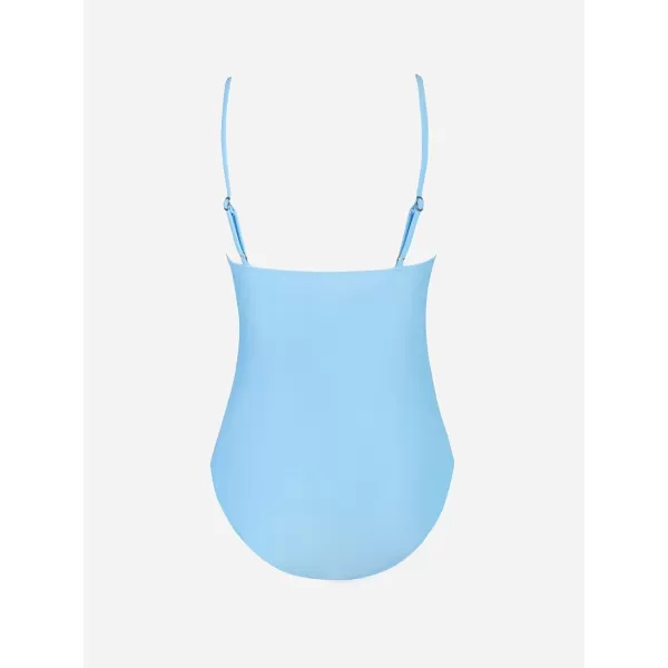 imageCUPSHE Womens One Piece Swimsuit Tummy Control V Neck Bathing SuitsBaby Blue